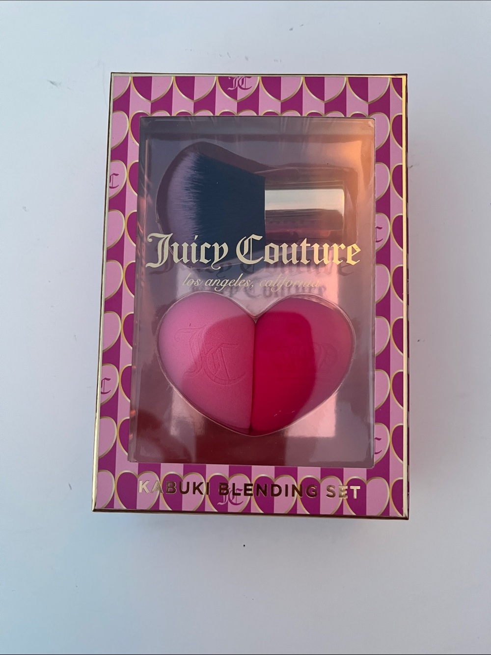 Juicy Couture Kabuki Blending Set featuring  heart-shape blending sponge & blush